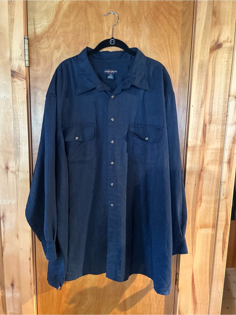 Canyon Ridge Men’s Navy Blue Faux Suede Long Sleeve Button Down Shirt - 3XL